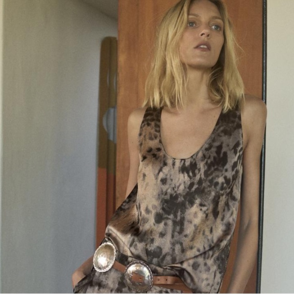 Zara ZW Collection animal print halter top NWT